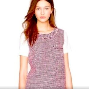 J. Crew - Champagne Pink,  Silk Blend Tweed Front T - Shirt Top